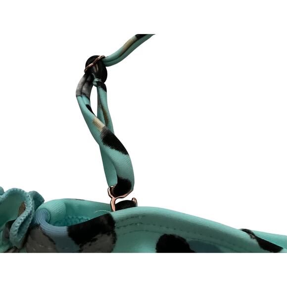 Womens Girls BCBG Two Piece Swim Suit Bikini Swimwear Abstract Print Teal XS EUC - Picture 6 of 15